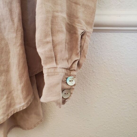 Soft Surroundings Linen Tunic Top Womens Size L Feminine Lagenlook Button Down - Picture 4 of 16